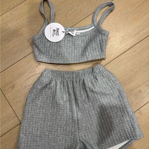 Princess Polly Gray Ribbed Shorts Set